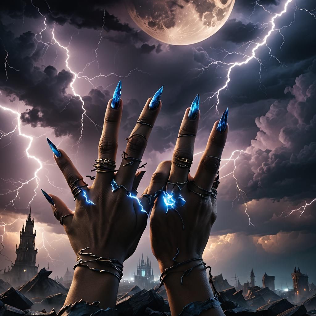 Dark Fantasy Lightning Flashes Between Clouds