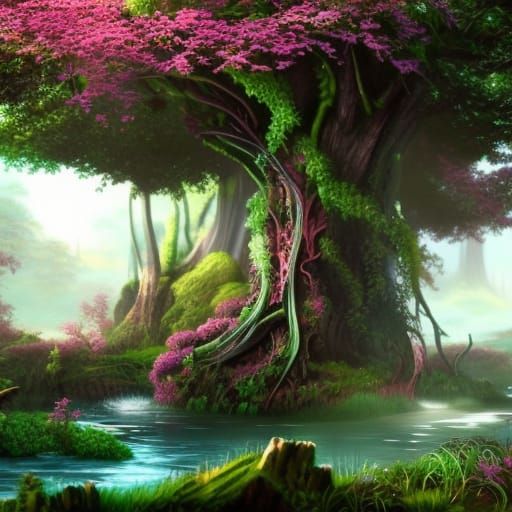 Carousel Overgrown with Vegetation: Fantasy Concept Art