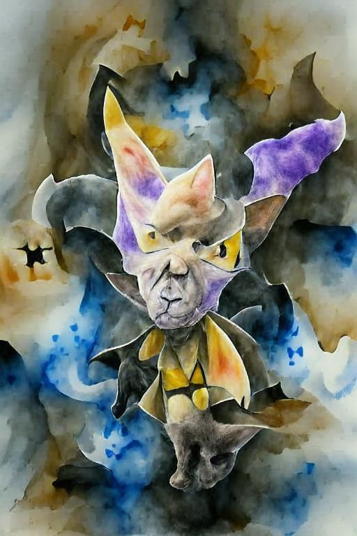 Whimsical Black Cat Wizard Watercolor