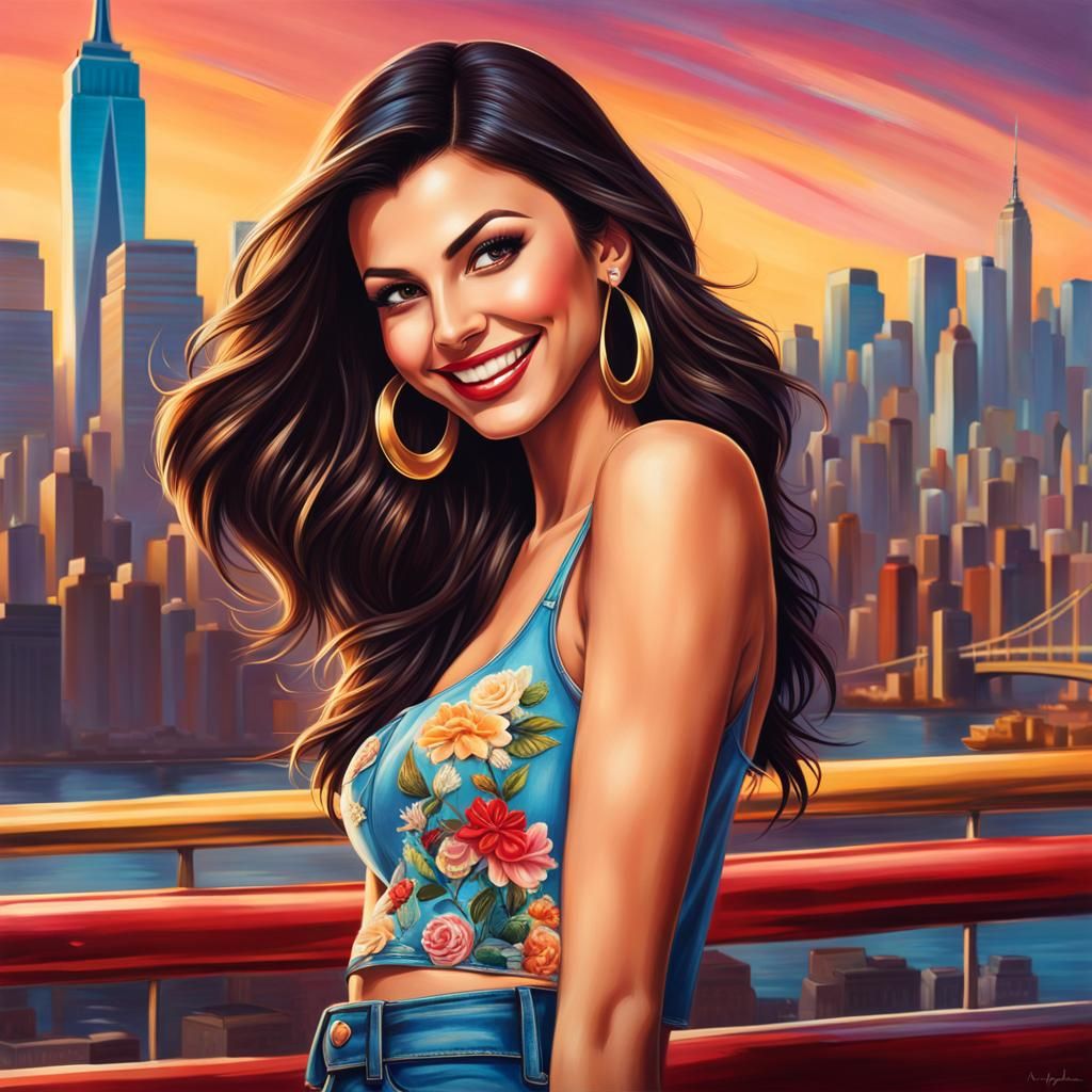 Victoria Justice Pin-Up Portrait with NYC Skyline