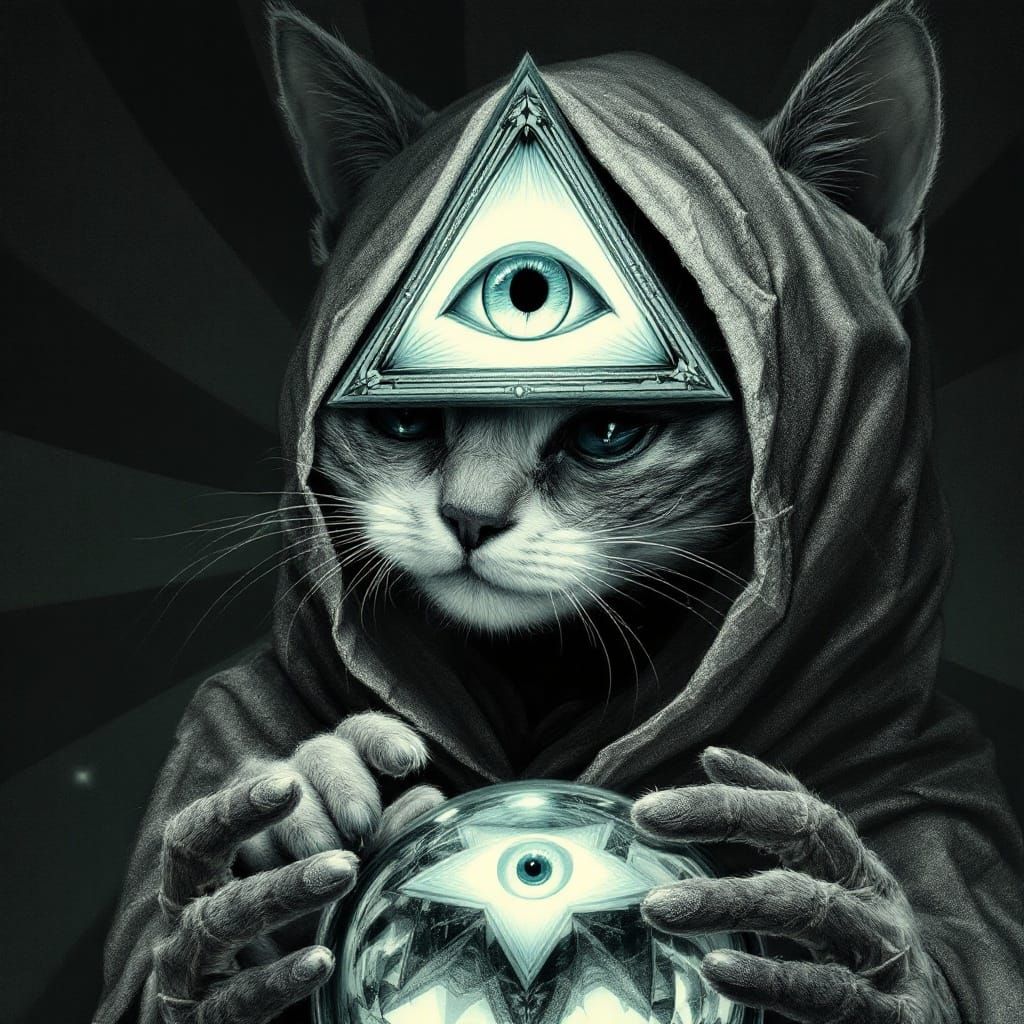 Surreal Feline Enchantment in Escher-Inspired Optical Illusi...