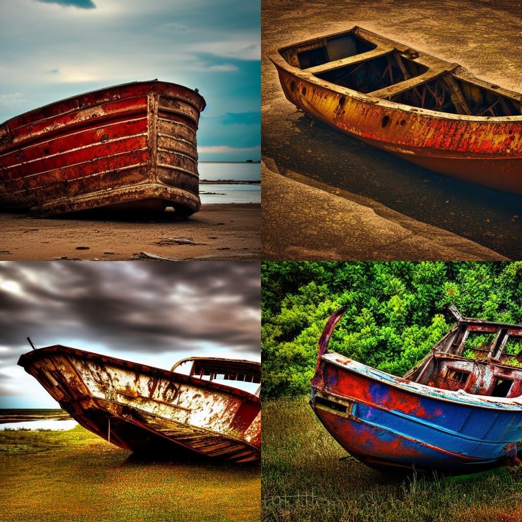 Rusted Boat on Shore: Professional Photography