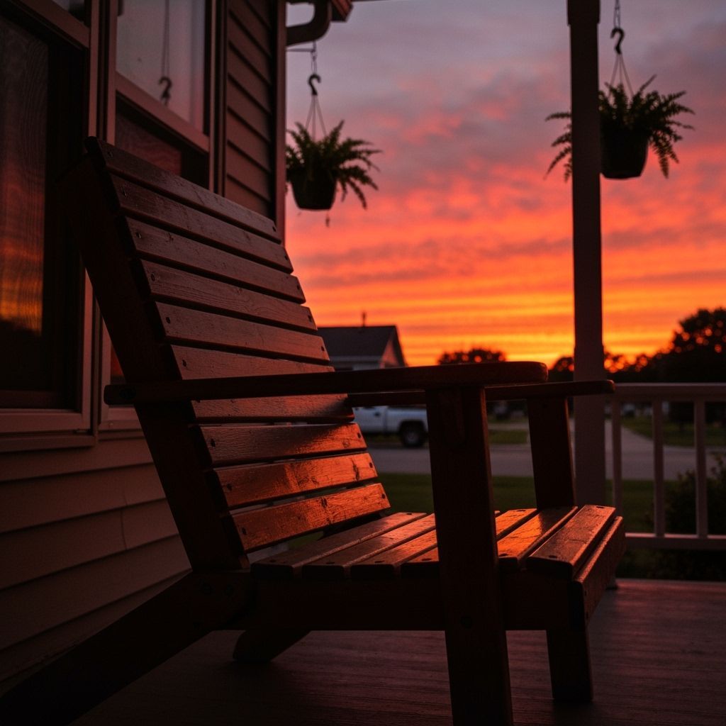 Wooden Porch Chair at Sunset