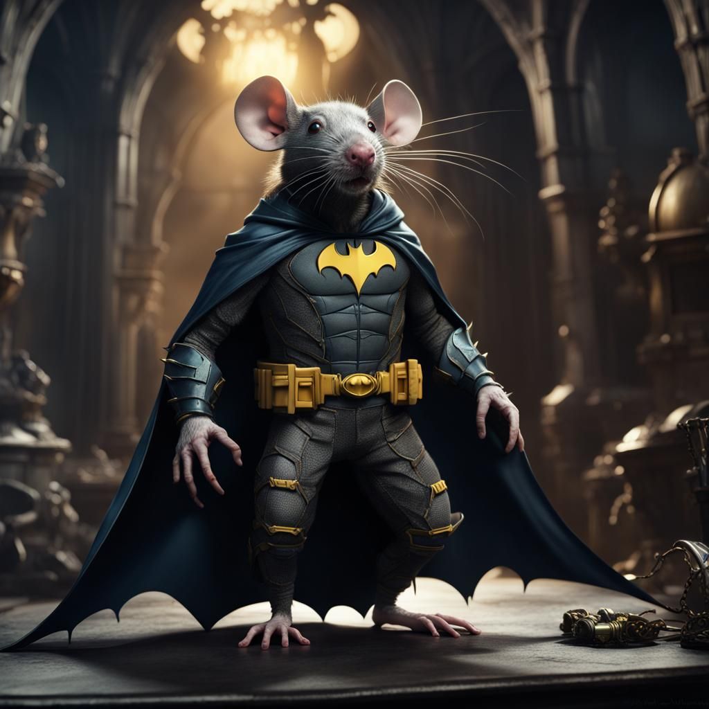Rat Dressed as Batman: Detailed Matte Painting