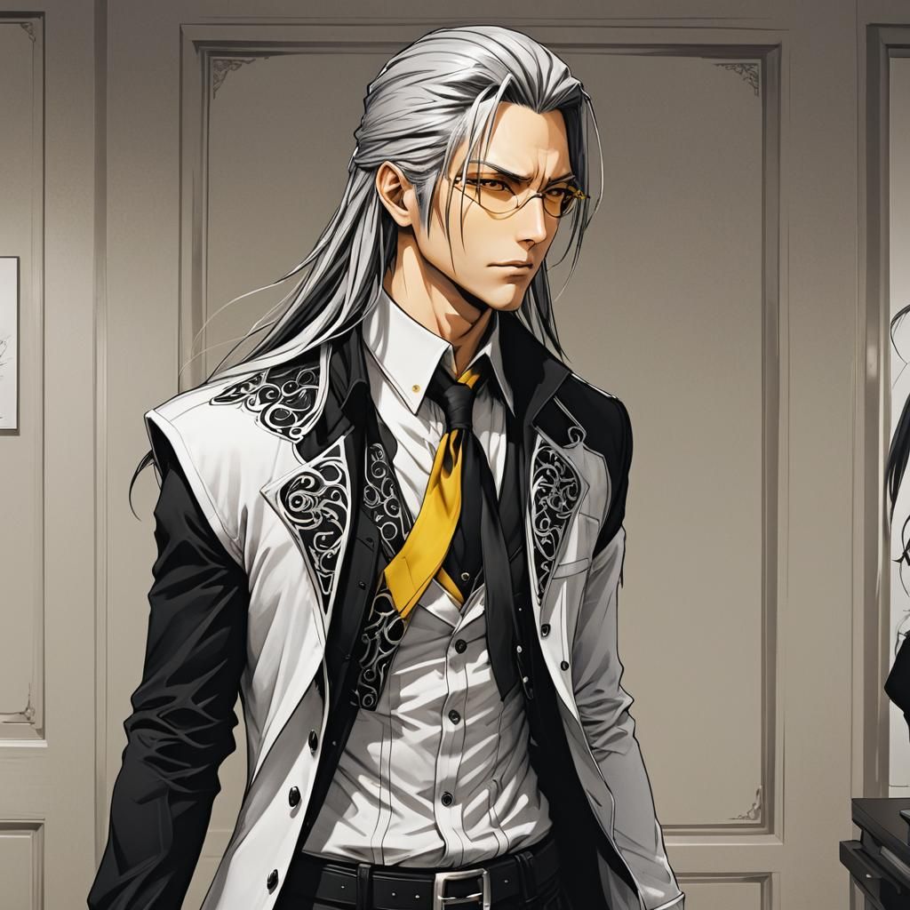 Sephiroth in Modern Style: Anime Cel-Shaded Art