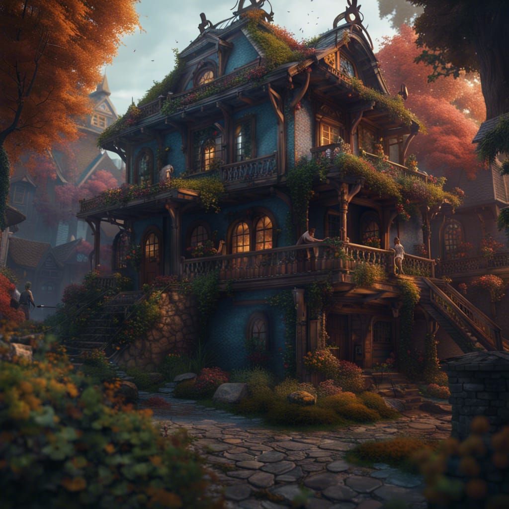 Man Paints His House: Detailed Matte Painting