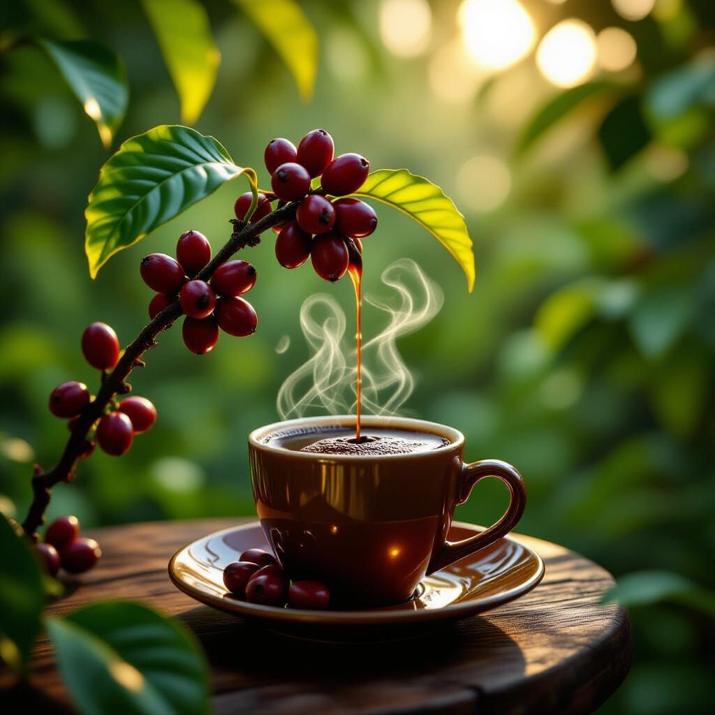 Magical Coffee Plant Grows Steaming Espresso Cups