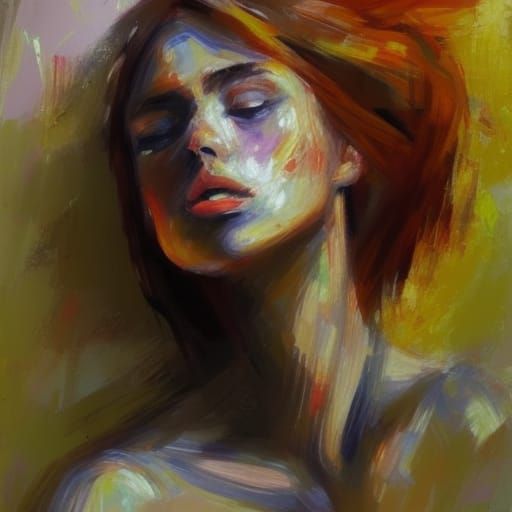 Painterly Portrait: Beautiful Woman in Expressionist Style