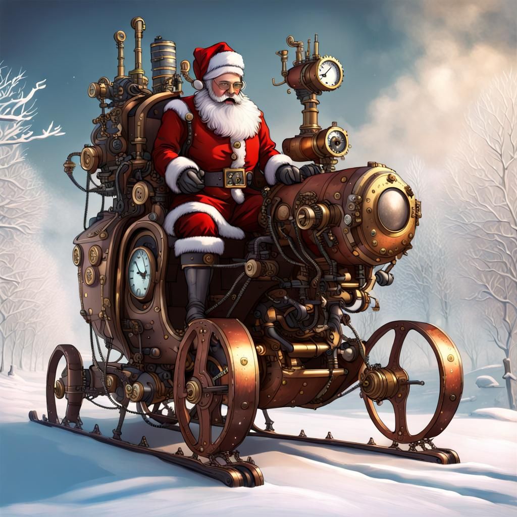 A beautiful steampunk Santa claus ,