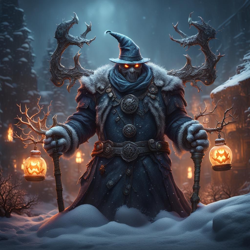 Menacing Snowman in Detailed Matte Painting