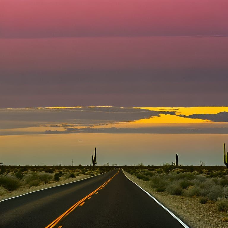 Coyote Crosses Highway Under Moonlight Thunderstorm