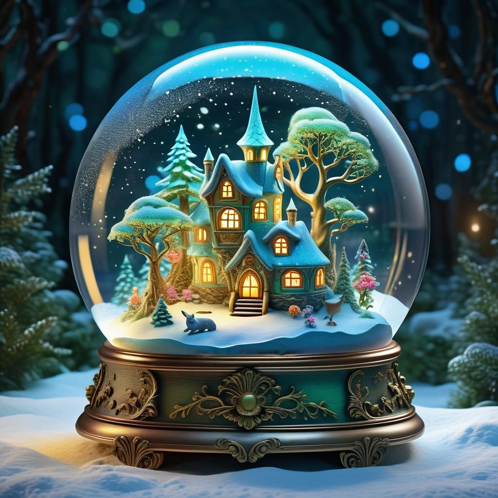 Enchanted Fairytale Landscape Inside Electroluminescent Snow...