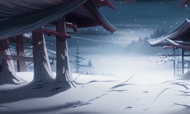 Japanese Inspired Winter Scene 03