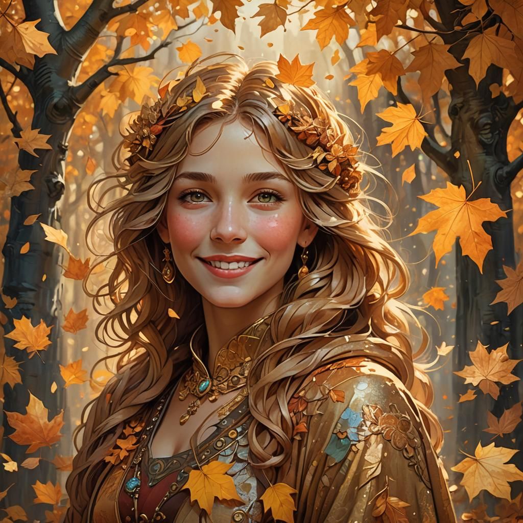 Autumn Beauty in Mixed Media Concept Art
