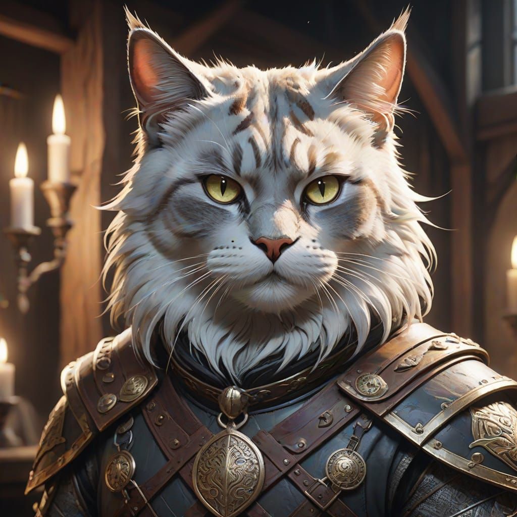 Viking Cat: Ragnar Ragdoll, King of Cats as Impasto Oil Port...