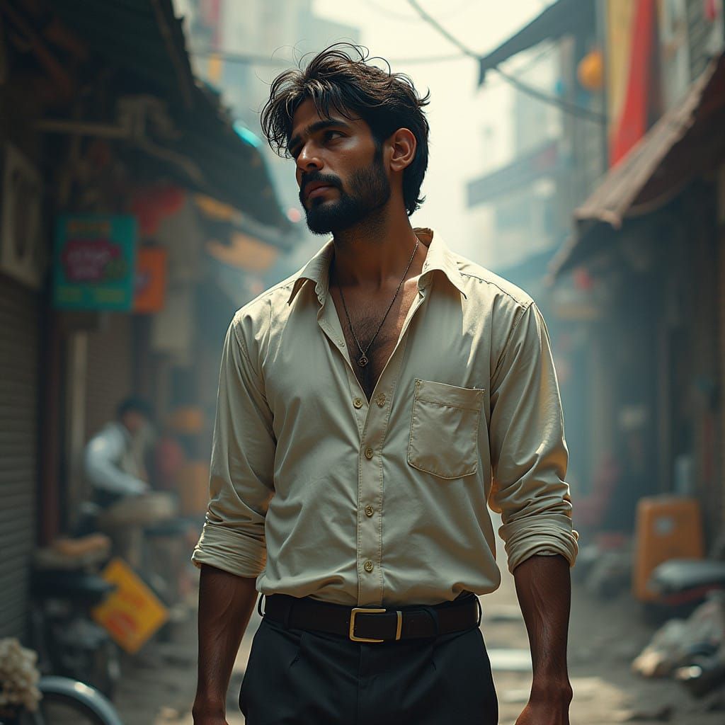 Hope Amidst Chaos: A Somber Indian Man's Glimmer of Hope