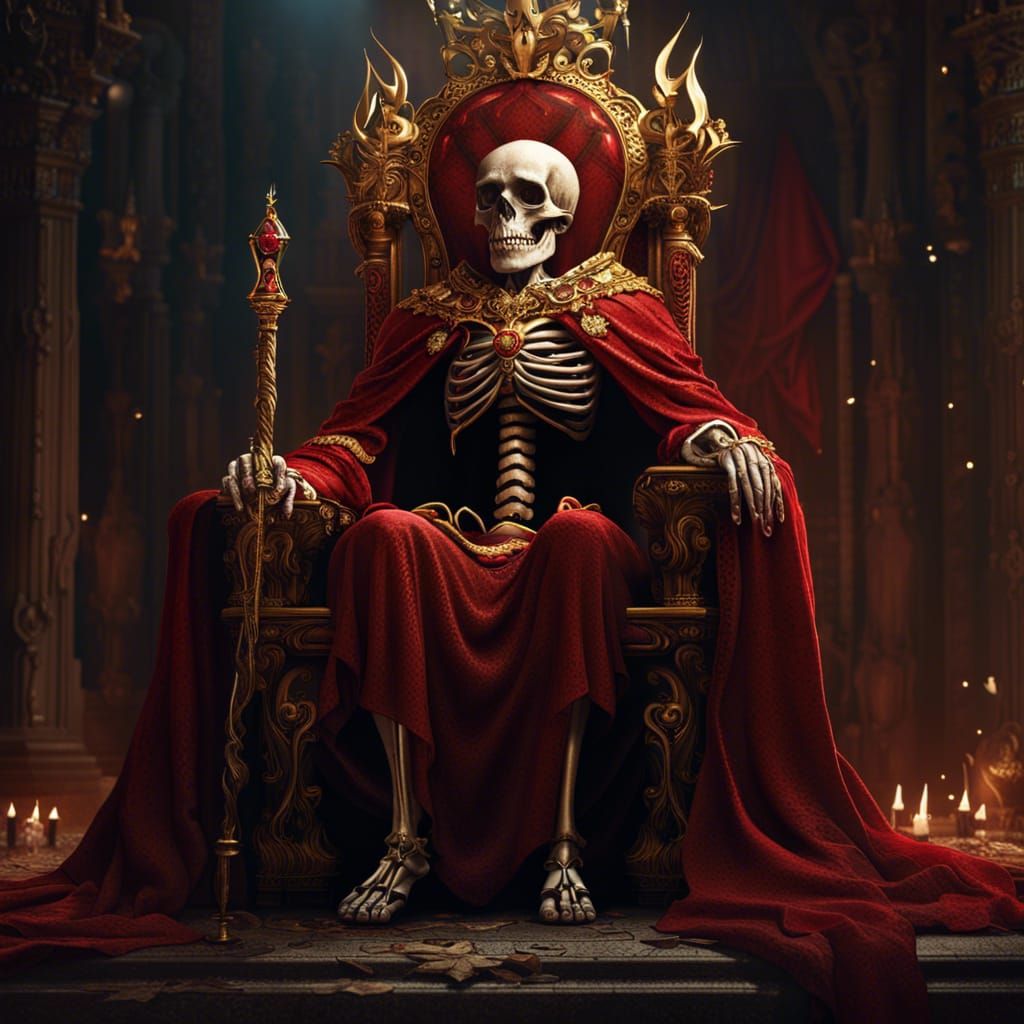 Skeleton King on Throne: Fantasy Concept Art