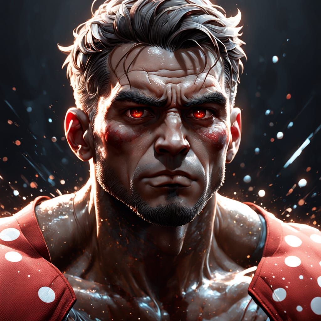 Muscular Comic Art Character Portrait in Dynamic Pose