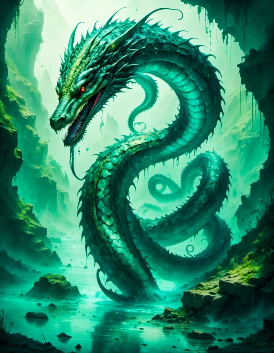 large hump-backed water serpent