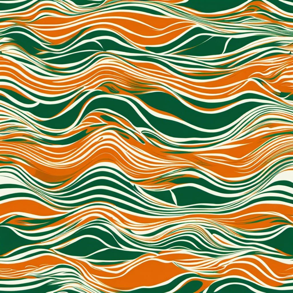 Geometric Wave Graphic in Green, Orange, and White
