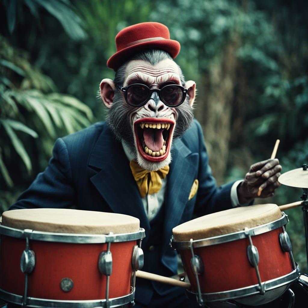 Beatnik Bongo Player in Cinematic Black and White