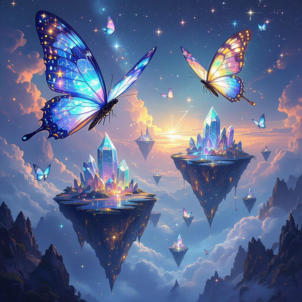 Bioluminescent Butterflies in a Crystal Constellation Dreams...