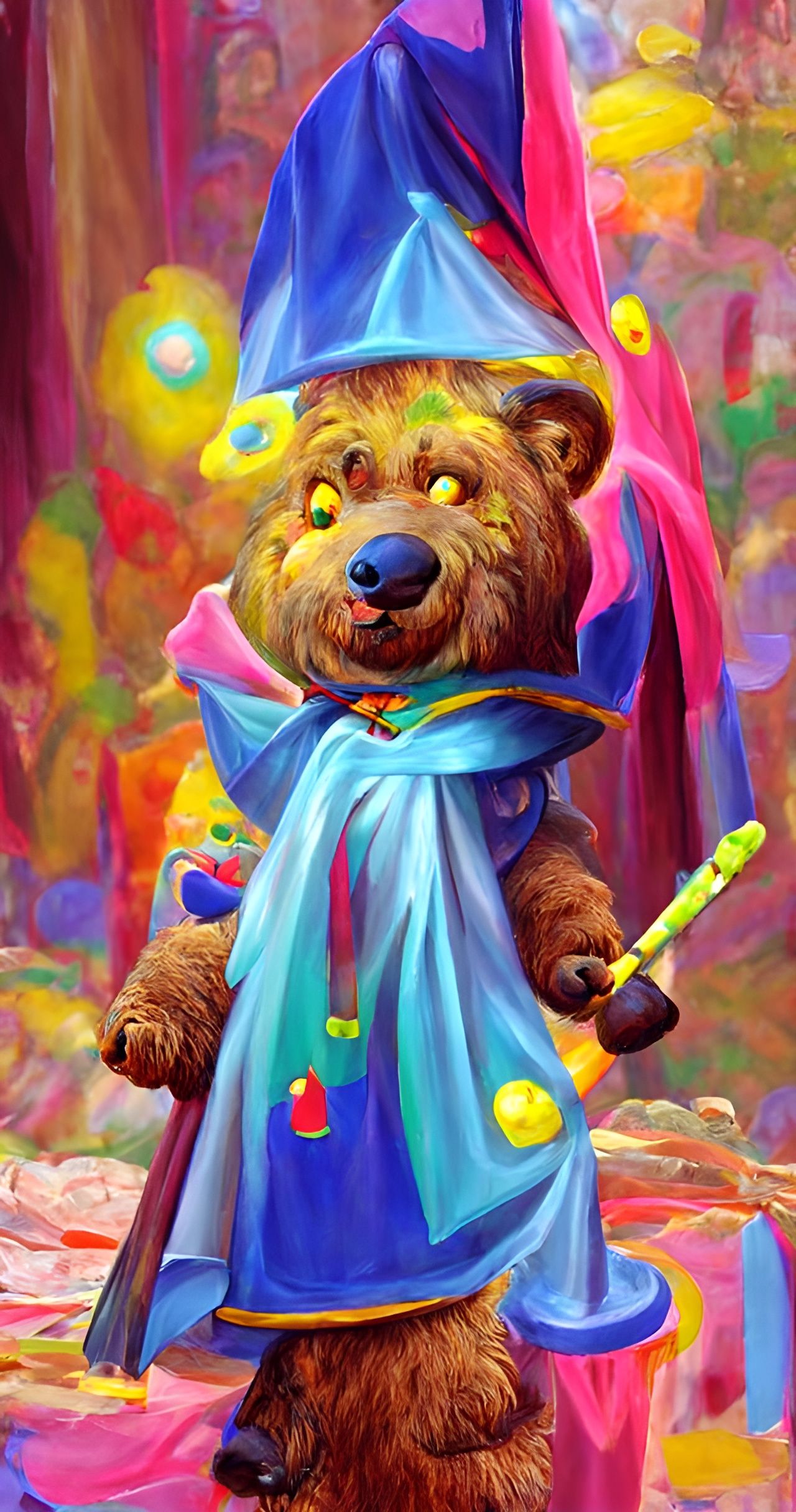 Bear Wizard Portrait in Cartoon Style