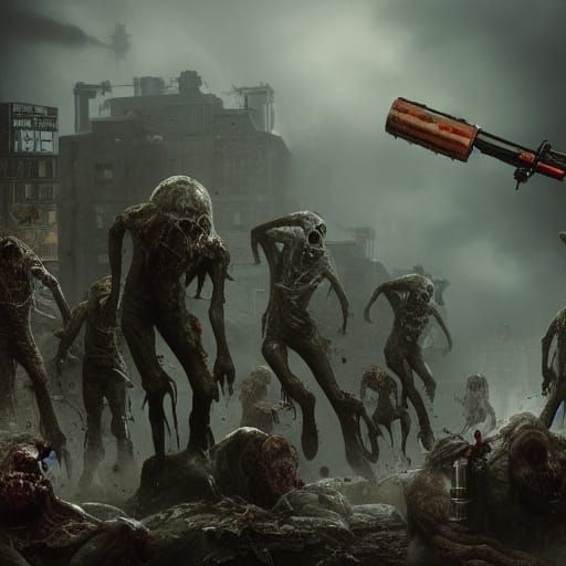 Zombies with Rocket Launchers: Epic Digital Painting