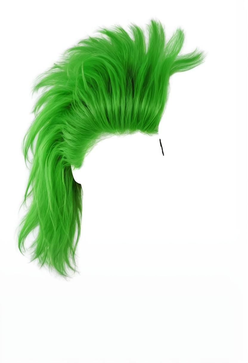 Hyperrealistic Portrait of Neon Green Fright Wig Hair in Mes...