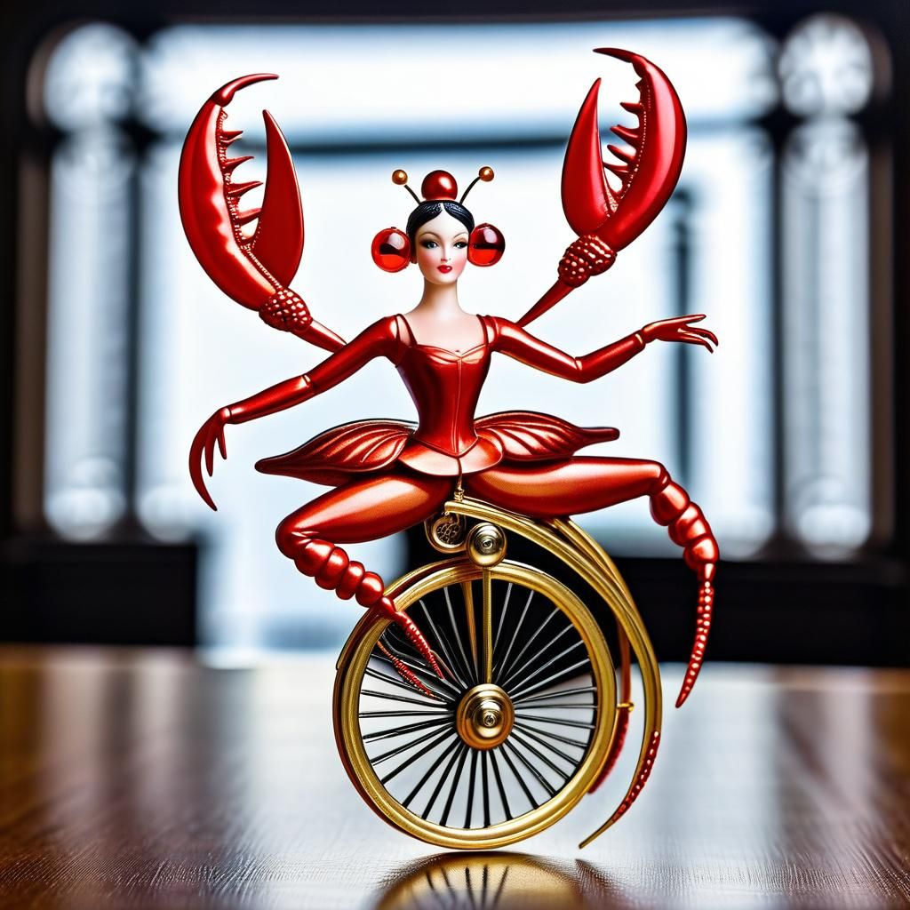 Ballerina with Lobster Claws on Penny-Farthing
