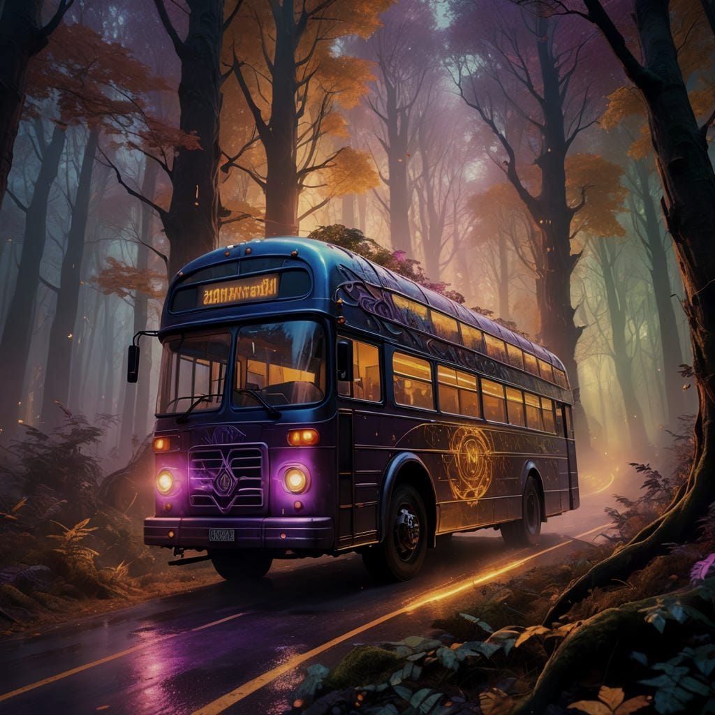 Fantastical Bus in Detailed Matte Painting