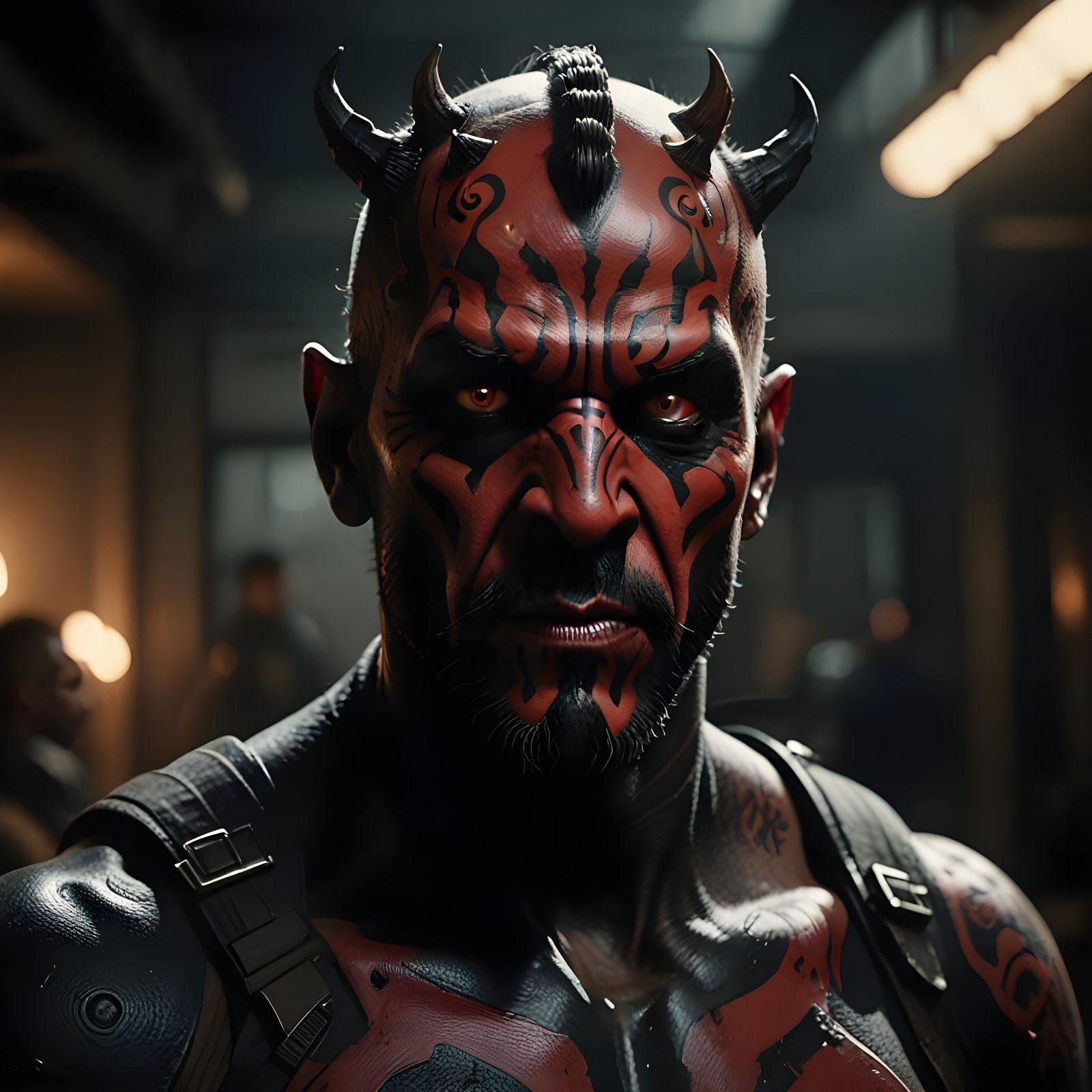 Horned Alien-Warrior with Chiseled Features