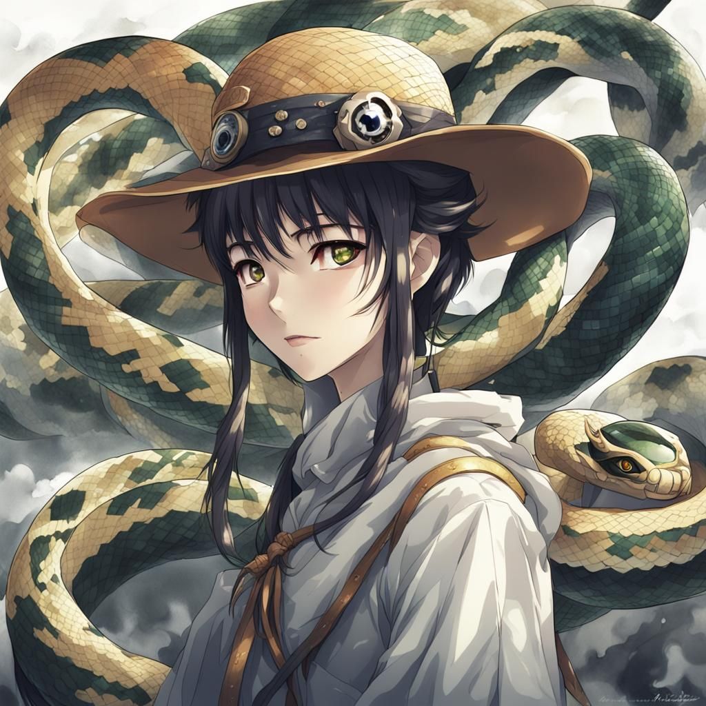 Anime Snake-Eyed Woman in Manga Style