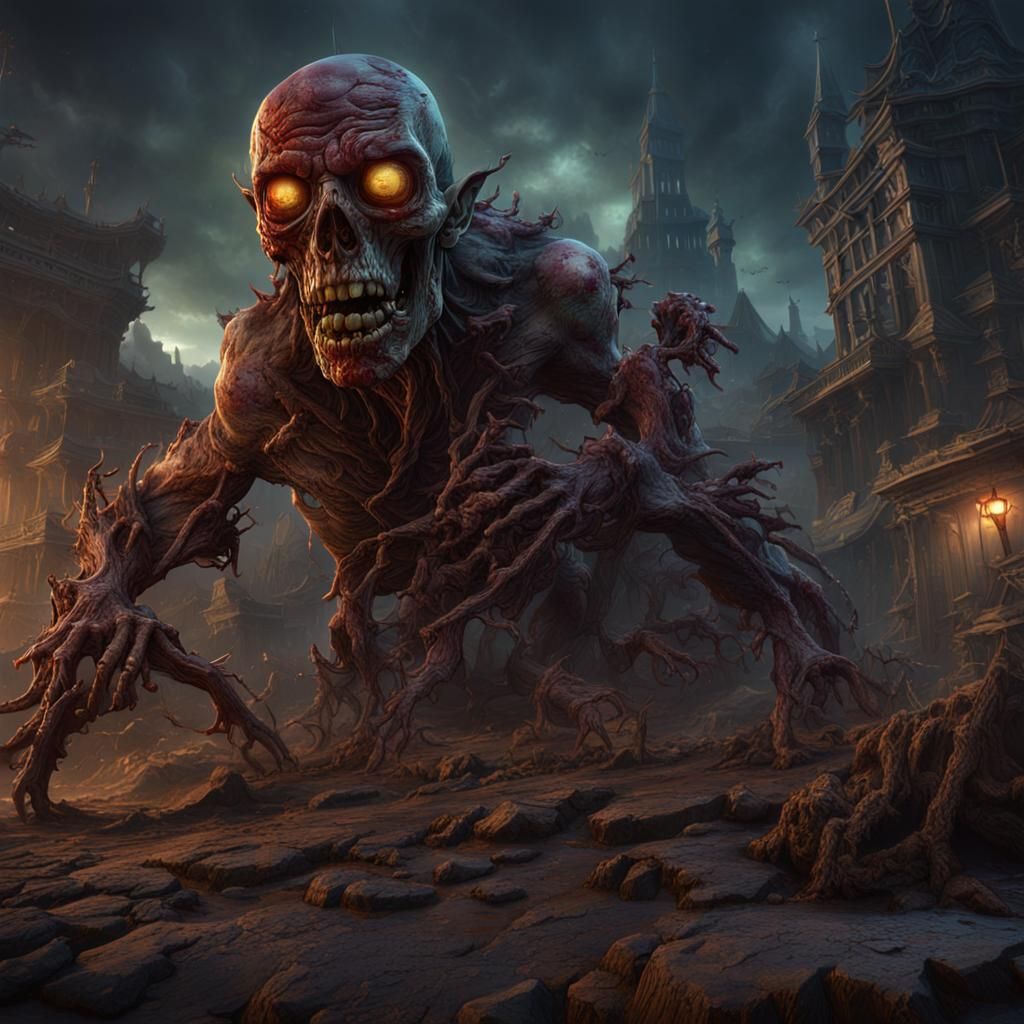 Zombie Tarantula: Detailed Matte Painting in Deep Color