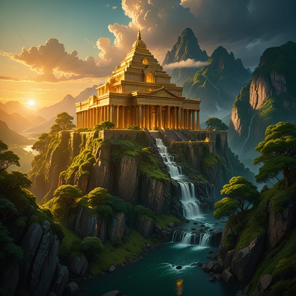 Majestic Temple of Solomon Radiates Golden Light Amidst Emer...