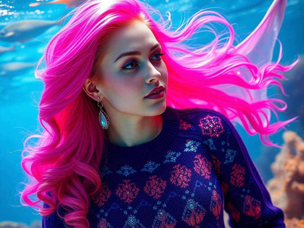 Underwater Mermaid in Neon Glamour