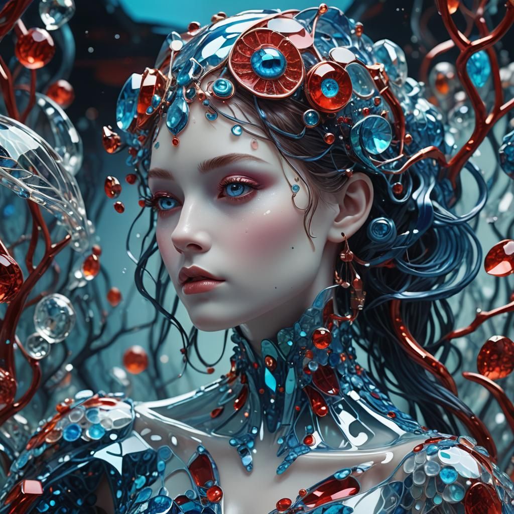 Crystal Chameleon Woman in Art Deco Style