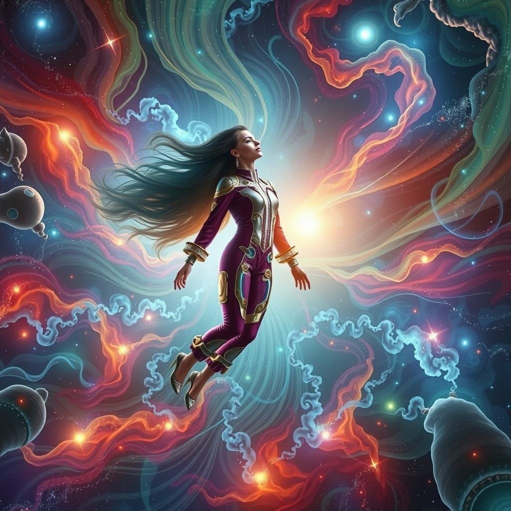 Sleek Astronaut in Ethereal Cosmic Scene