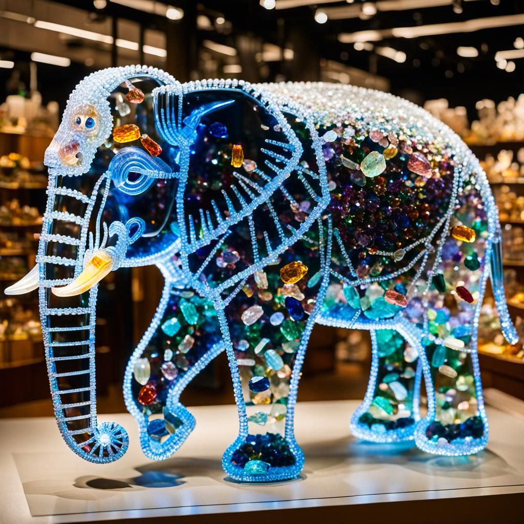 Crystal Elephant in Fragile Store