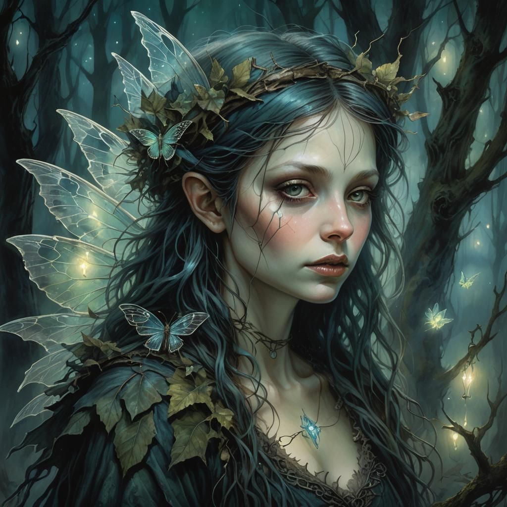 Ethereal Fairy Portrait in Dark Victorian Fantasy Style