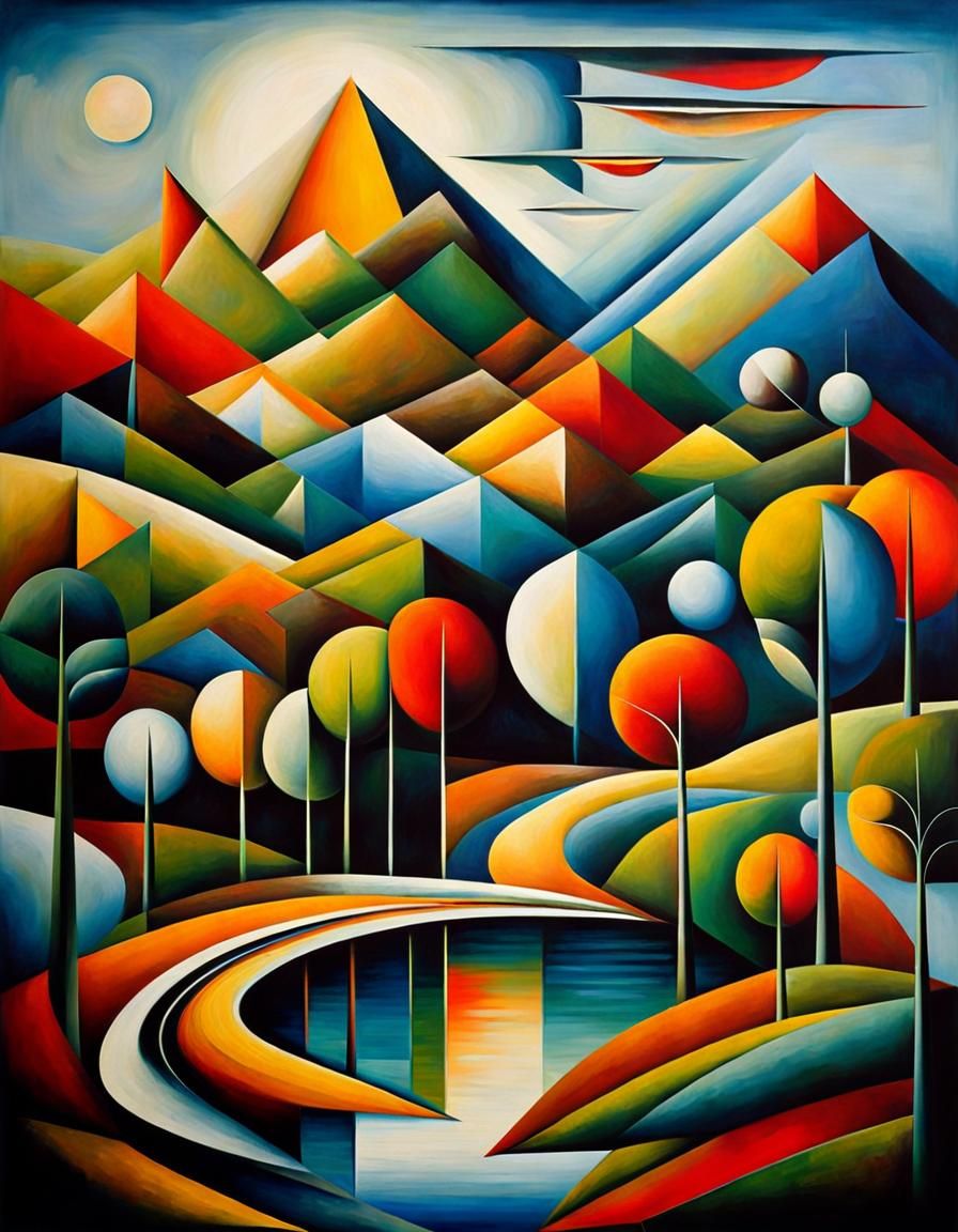 Surreal Abstract Symphony in Cubist Impressionism Style