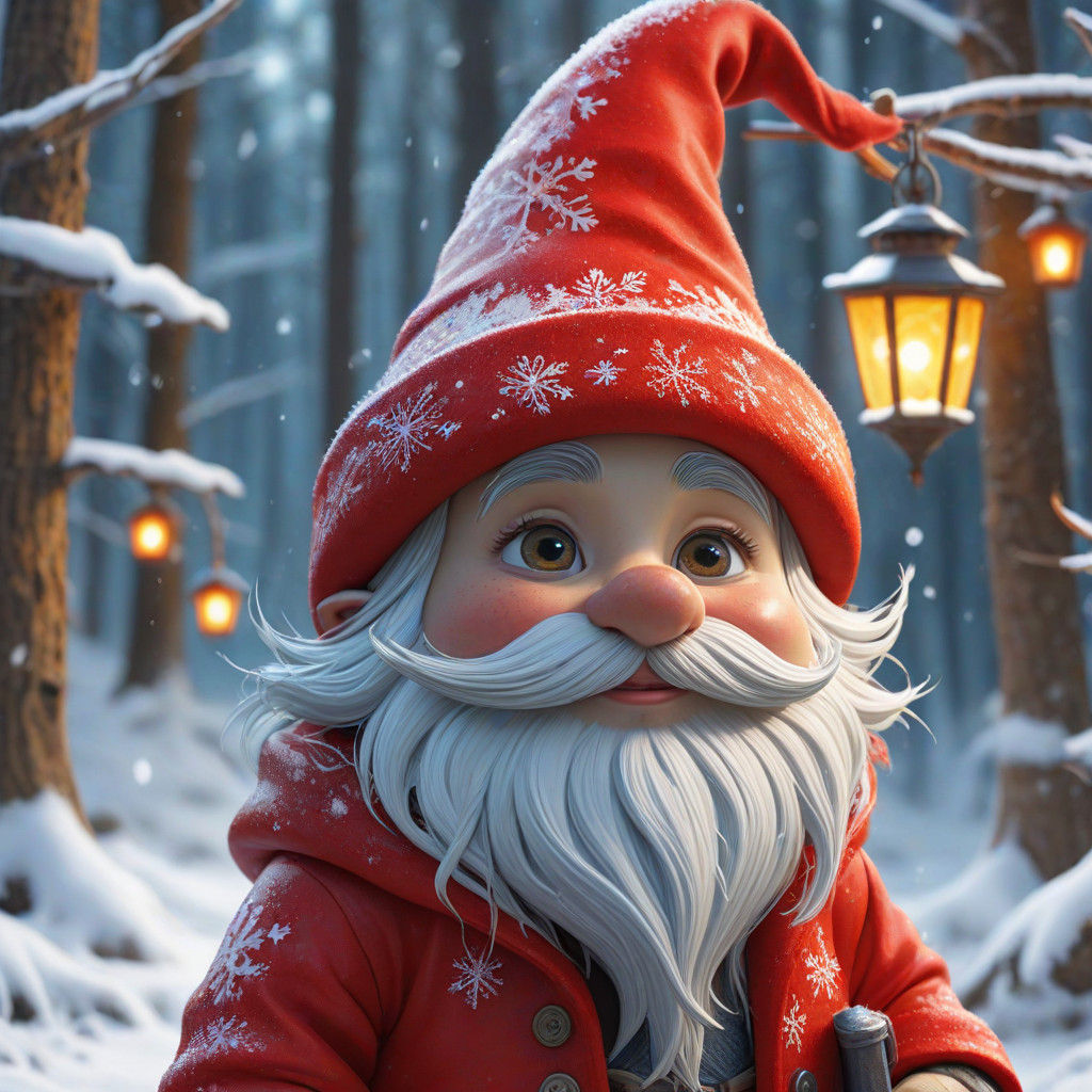 Christmas Forest Gnome in Comic Book Style