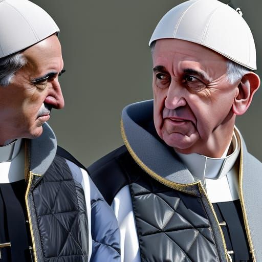 Pope Francis in Puffer Jacket: Hyperrealistic Portrait