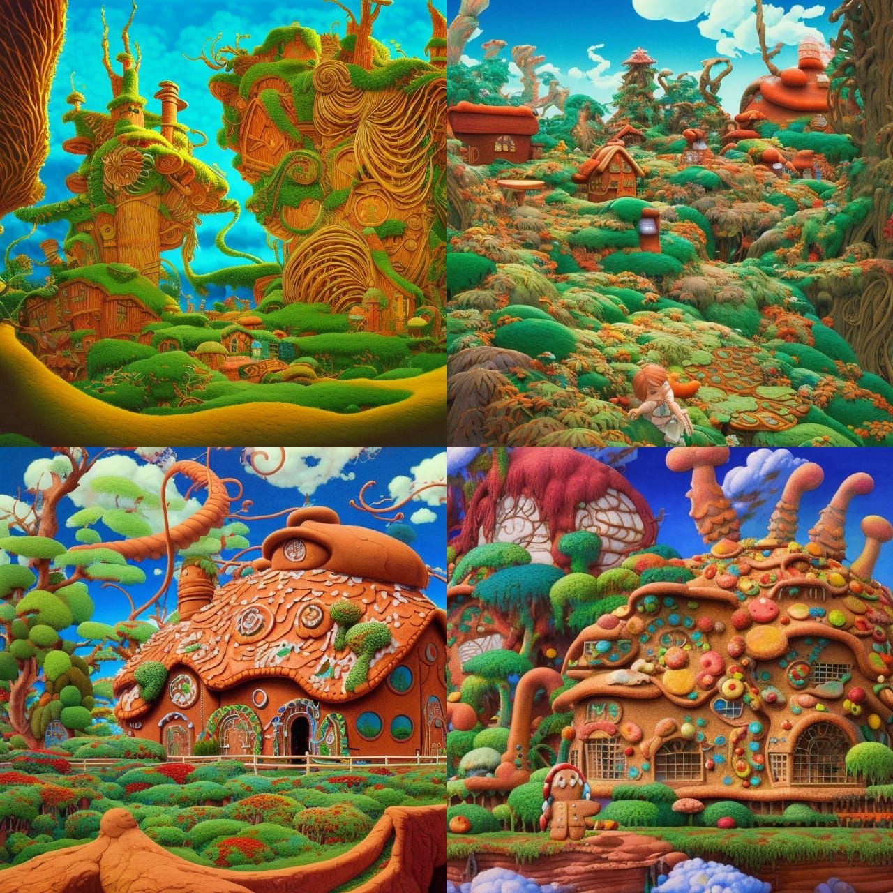 Detailed Gingerbread House in Studio Ghibli Style