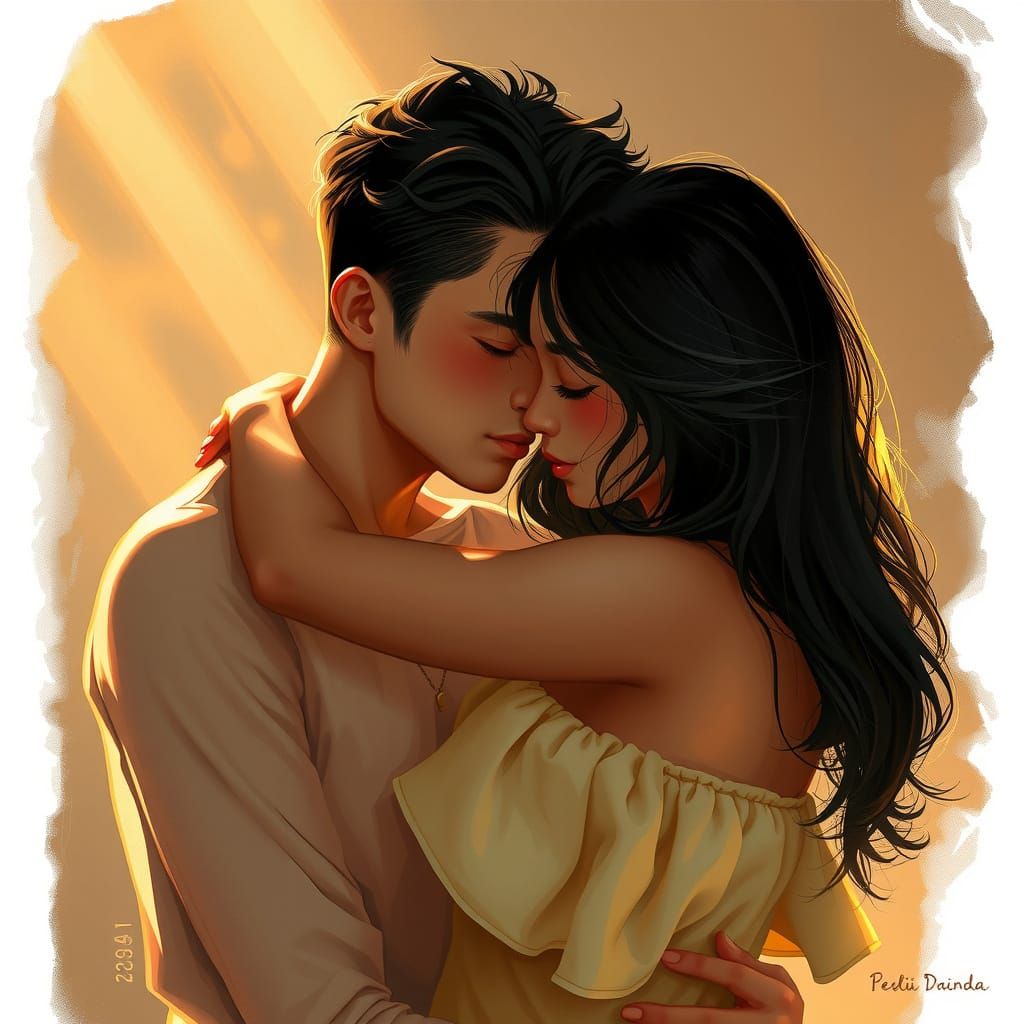 Intimate Golden Moment of Love