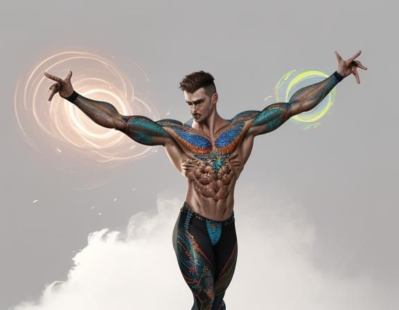 Dynamic Male Dancer in Colorful Motion: 3D Digital Art