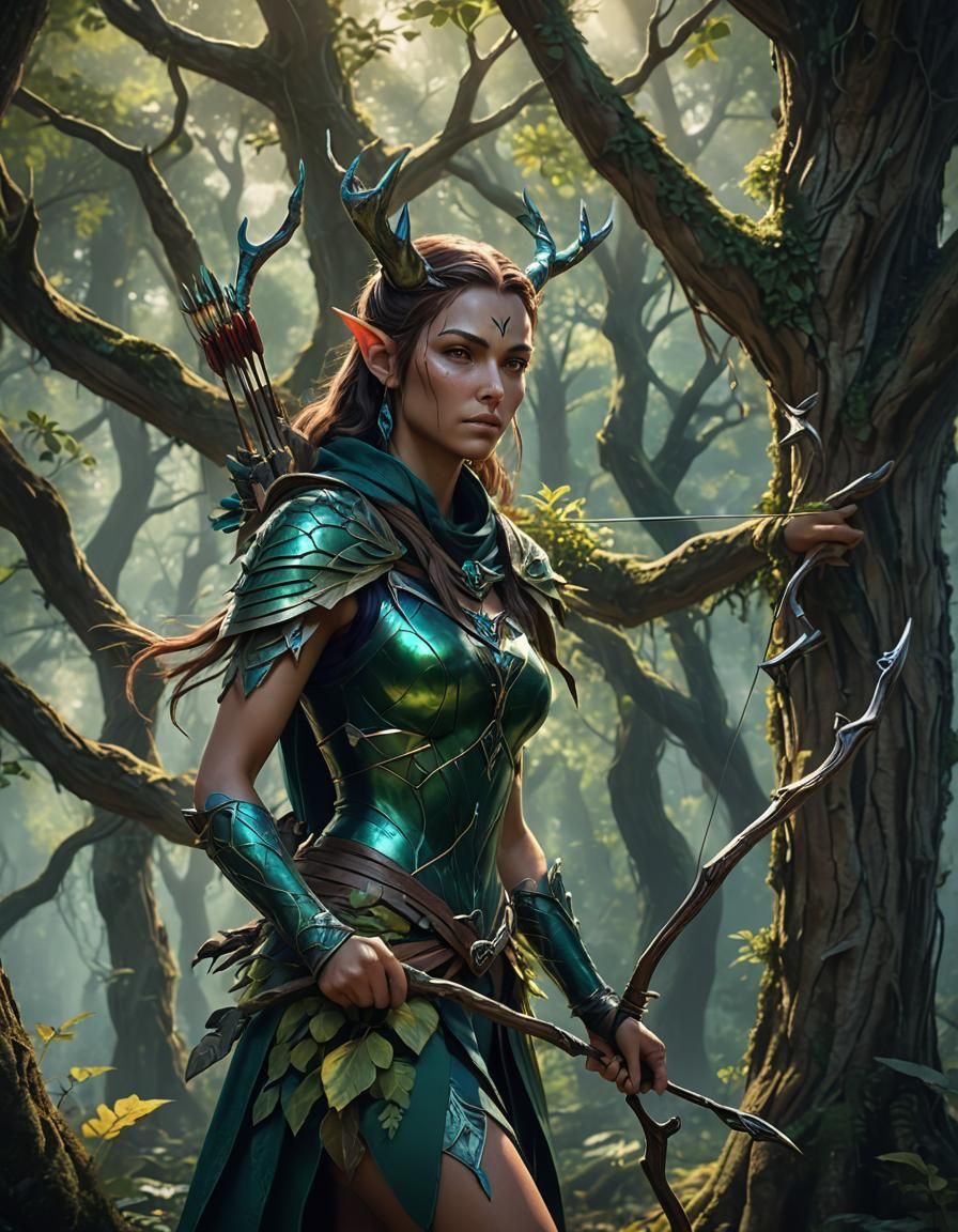 Elven Archer in Enchanted Forest Concept Art