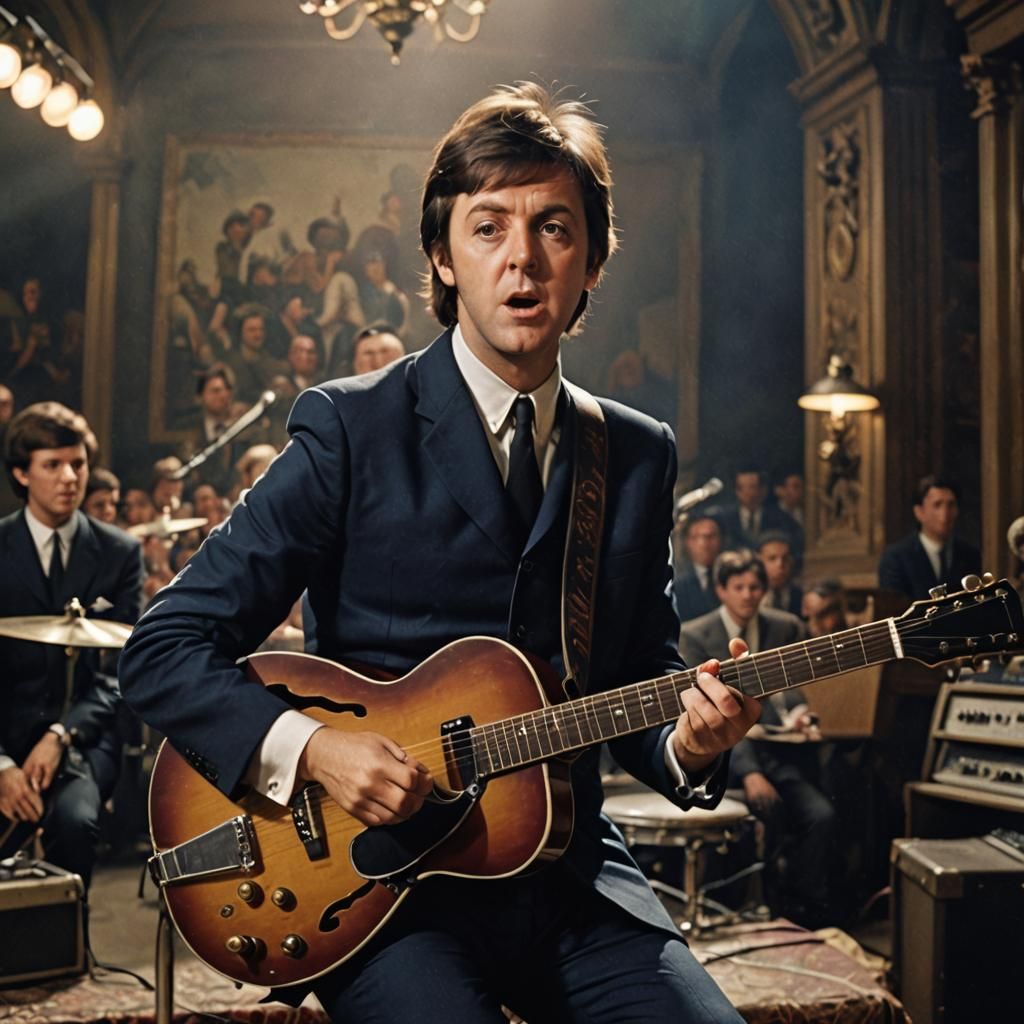 Paul McCartney Guitar Portrait, Digital Matte Painting