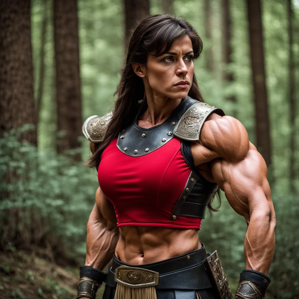 Amazon Warrior in Greek Armor, Photorealistic Style