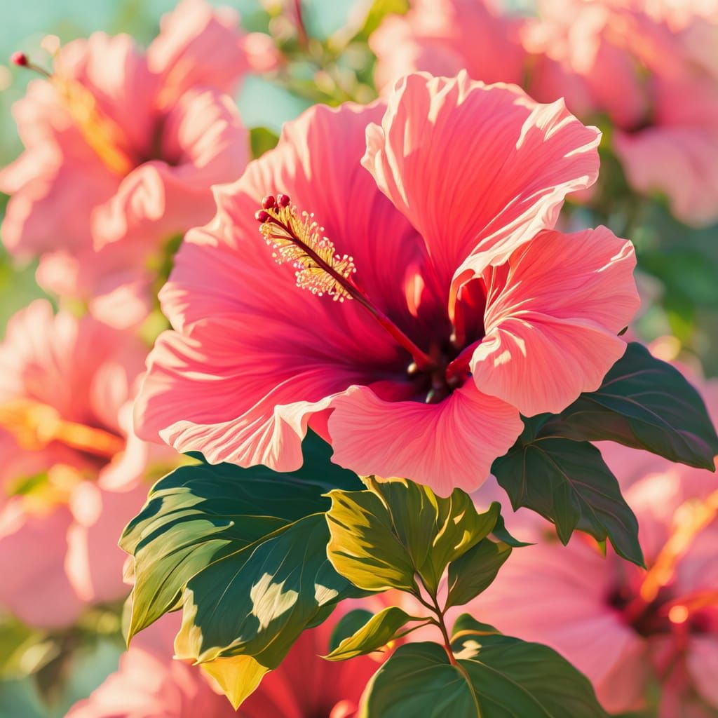 Beautiful Hibiscus Flower in Impressionist Style